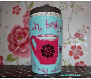 Stickdatei - Doodle Winter Tasse Snowflakes